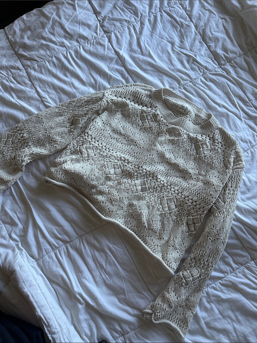 Hippie Rose Cream Openwork Crochet Sweater